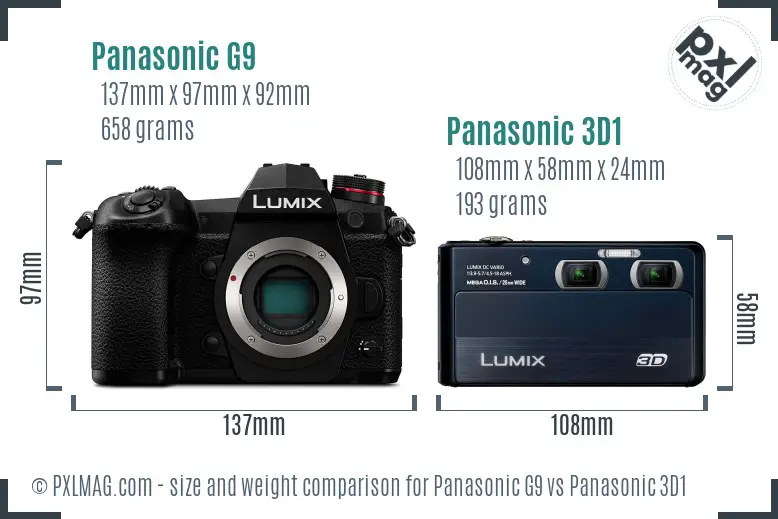 Panasonic G9 vs Panasonic 3D1 size comparison