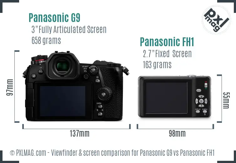 Panasonic G9 vs Panasonic FH1 Screen and Viewfinder comparison