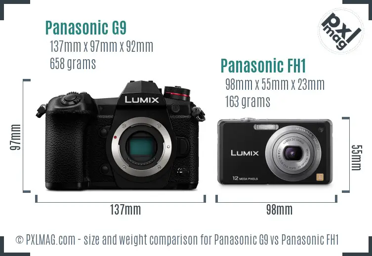 Panasonic G9 vs Panasonic FH1 size comparison