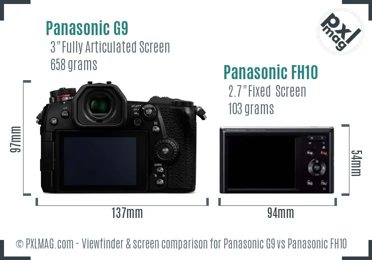 Panasonic G9 vs Panasonic FH10 Screen and Viewfinder comparison