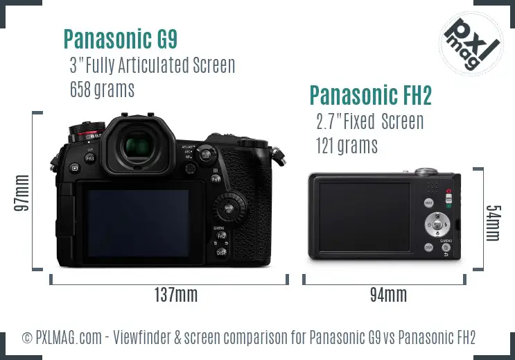 Panasonic G9 vs Panasonic FH2 Screen and Viewfinder comparison