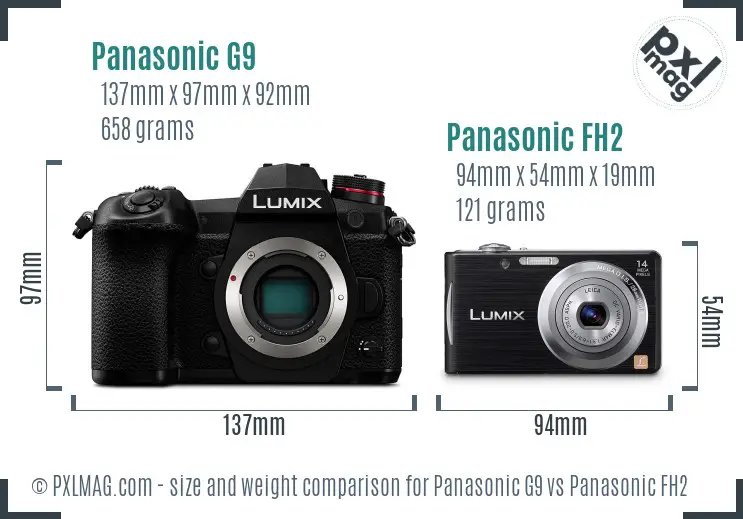 Panasonic G9 vs Panasonic FH2 size comparison