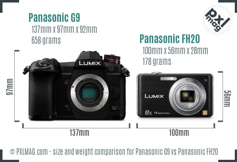 Panasonic G9 vs Panasonic FH20 size comparison