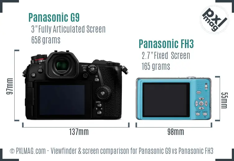 Panasonic G9 vs Panasonic FH3 Screen and Viewfinder comparison