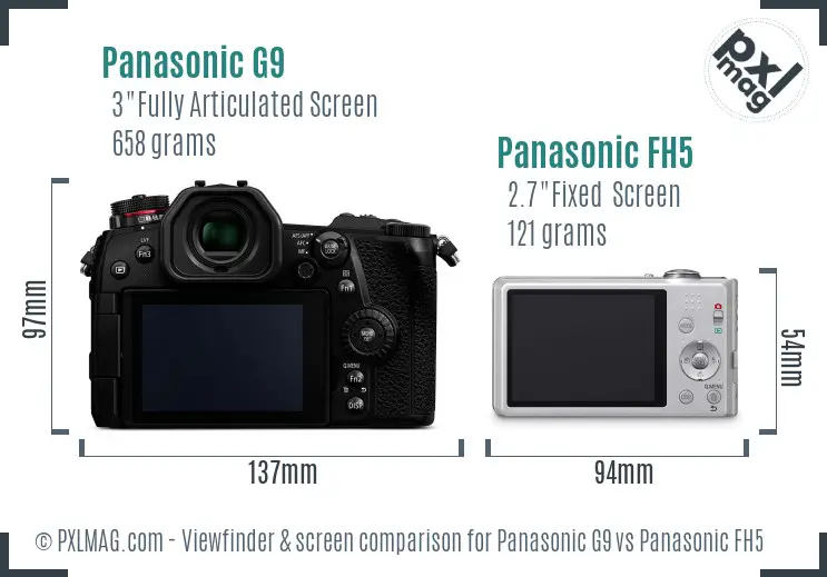 Panasonic G9 vs Panasonic FH5 Screen and Viewfinder comparison