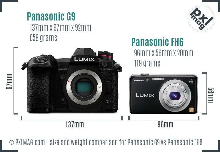 Panasonic G9 vs Panasonic FH6 size comparison