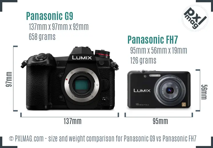 Panasonic G9 vs Panasonic FH7 size comparison
