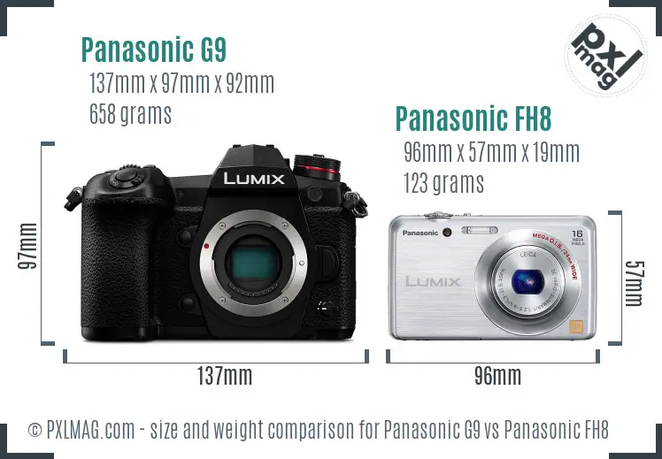 Panasonic G9 vs Panasonic FH8 size comparison