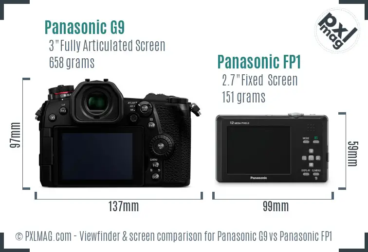 Panasonic G9 vs Panasonic FP1 Screen and Viewfinder comparison