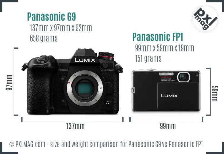 Panasonic G9 vs Panasonic FP1 size comparison