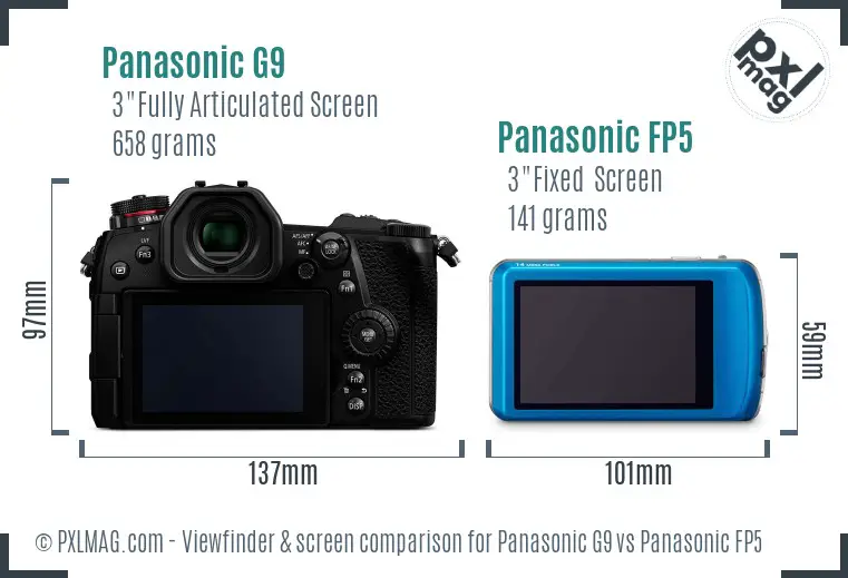 Panasonic G9 vs Panasonic FP5 Screen and Viewfinder comparison