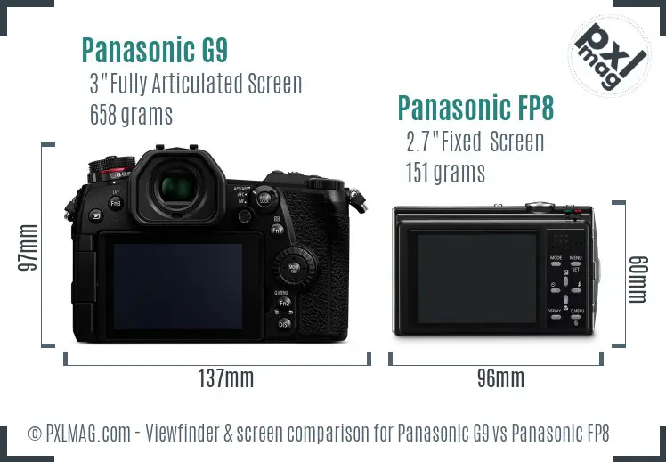 Panasonic G9 vs Panasonic FP8 Screen and Viewfinder comparison