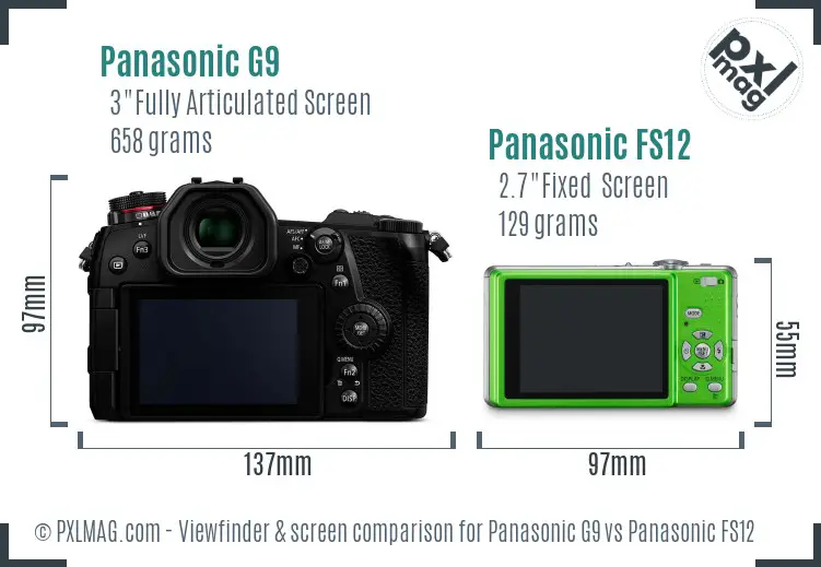 Panasonic G9 vs Panasonic FS12 Screen and Viewfinder comparison