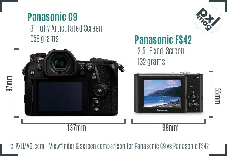 Panasonic G9 vs Panasonic FS42 Screen and Viewfinder comparison