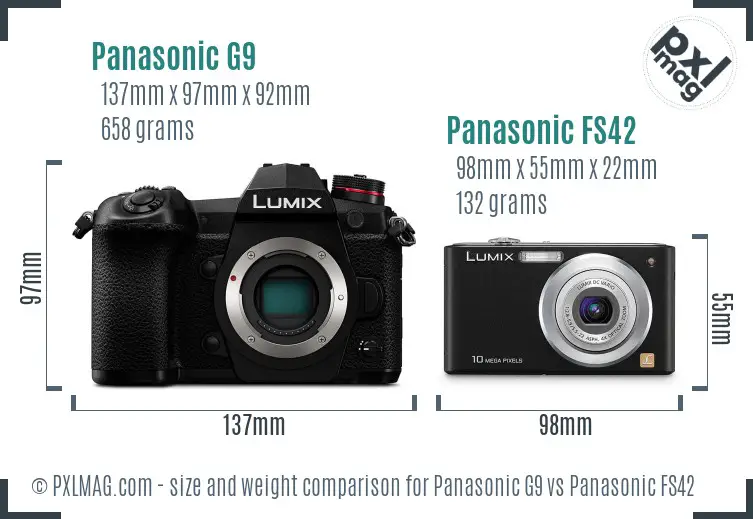 Panasonic G9 vs Panasonic FS42 size comparison