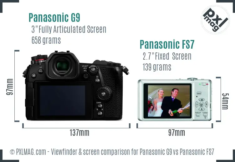 Panasonic G9 vs Panasonic FS7 Screen and Viewfinder comparison