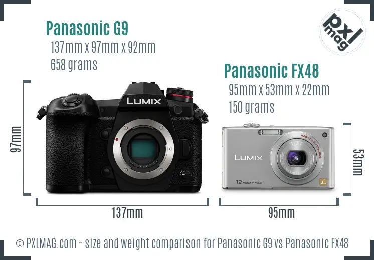 Panasonic G9 vs Panasonic FX48 size comparison Panasonic G9 vs Panasonic FX48 size comparison
