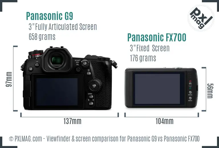 Panasonic G9 vs Panasonic FX700 Screen and Viewfinder comparison