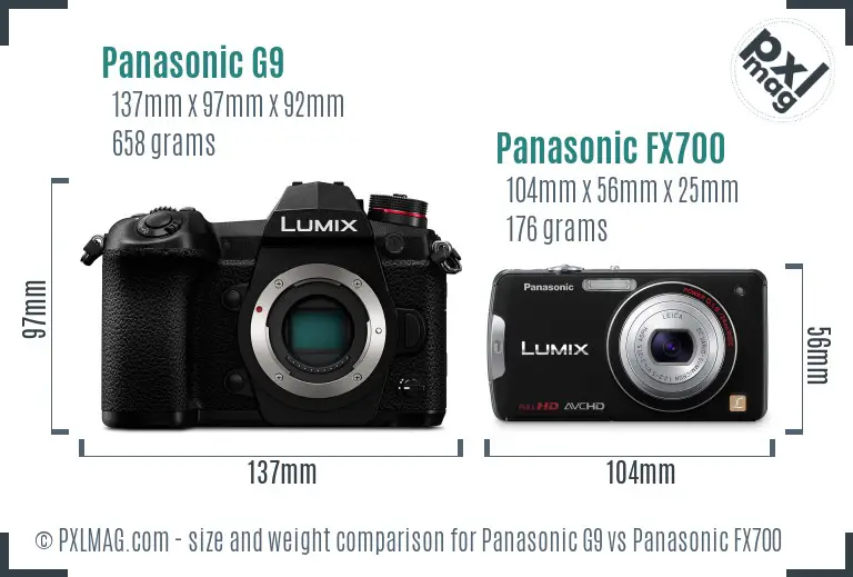 Panasonic G9 vs Panasonic FX700 size comparison