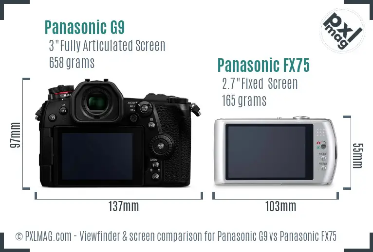 Panasonic G9 vs Panasonic FX75 Screen and Viewfinder comparison