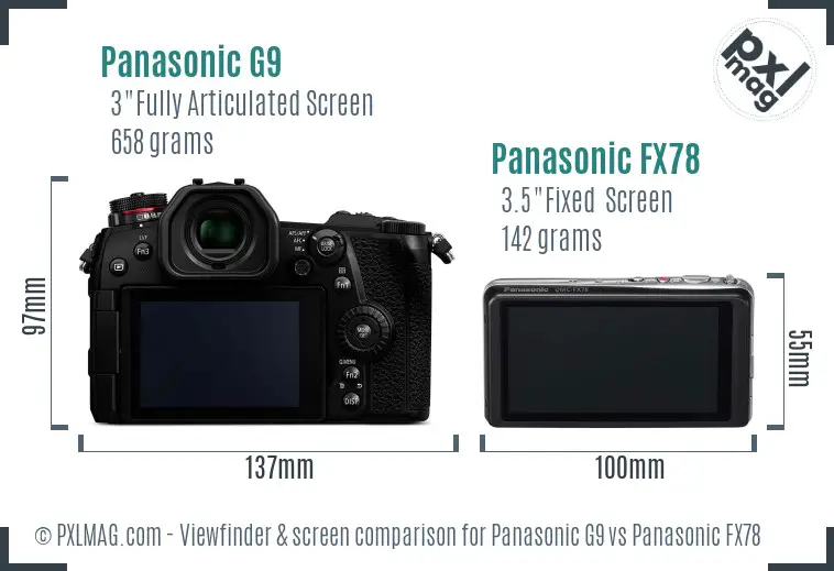 Panasonic G9 vs Panasonic FX78 Screen and Viewfinder comparison
