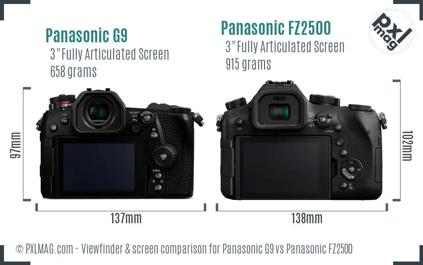 Panasonic G9 vs Panasonic FZ2500 Screen and Viewfinder comparison