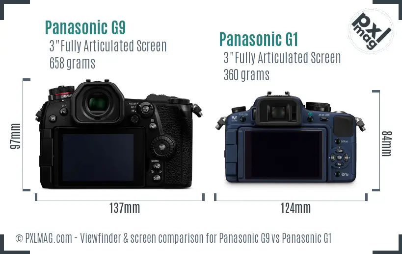 Panasonic G9 vs Panasonic G1 Screen and Viewfinder comparison
