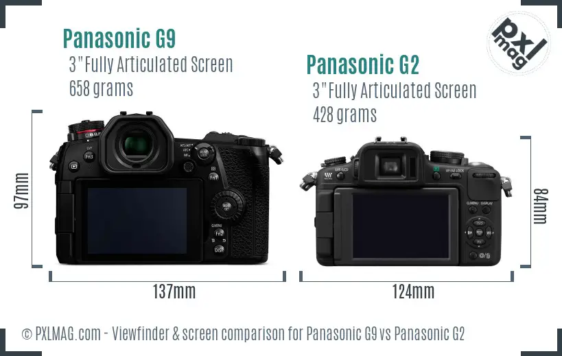 Panasonic G9 vs Panasonic G2 Screen and Viewfinder comparison