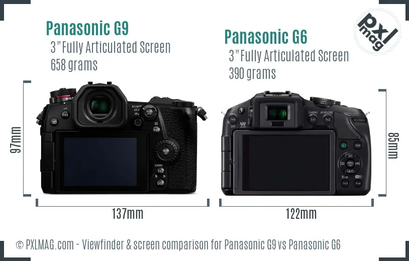 Panasonic G9 vs Panasonic G6 Screen and Viewfinder comparison