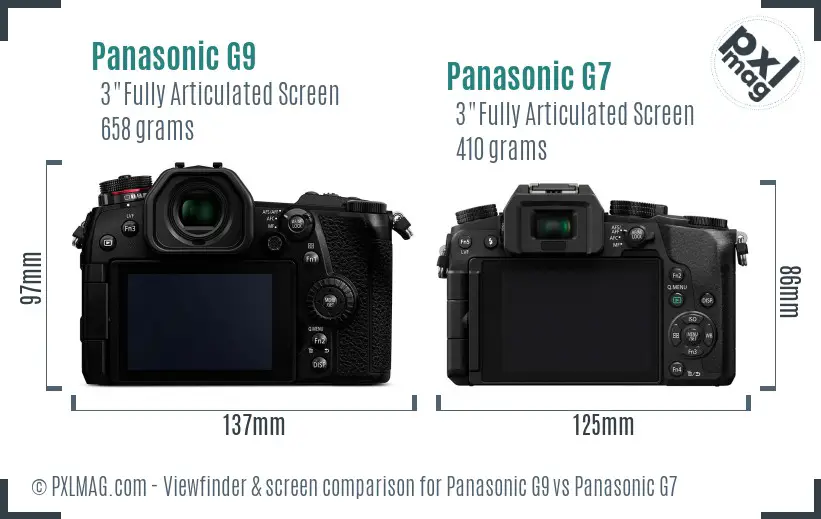 Panasonic G9 vs Panasonic G7 Screen and Viewfinder comparison