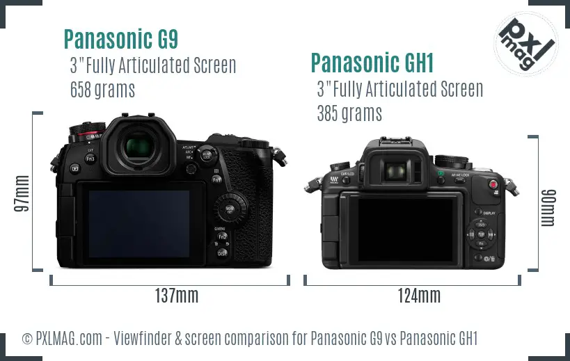 Panasonic G9 vs Panasonic GH1 Screen and Viewfinder comparison