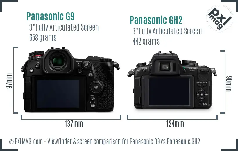 Panasonic G9 vs Panasonic GH2 Screen and Viewfinder comparison