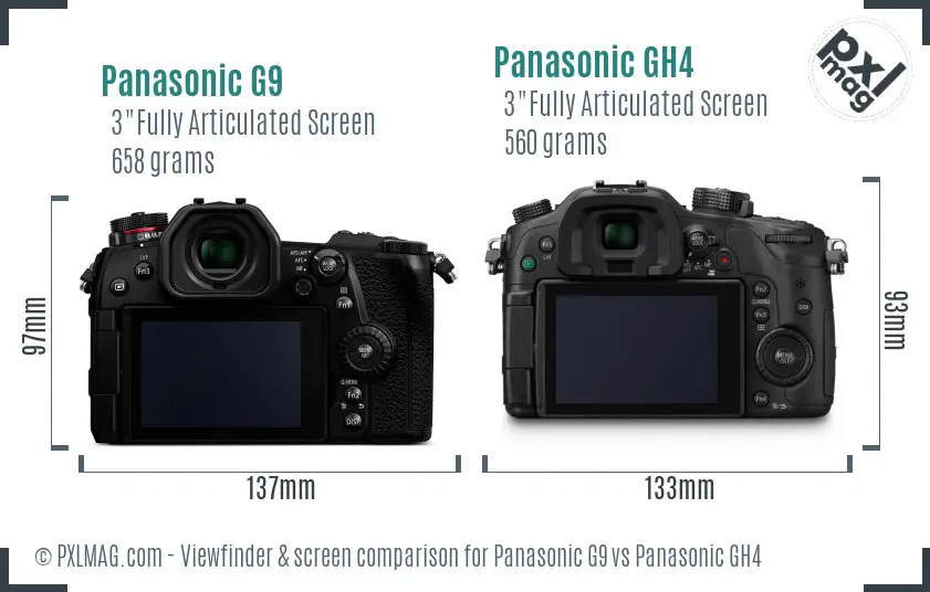 Panasonic G9 vs Panasonic GH4 Screen and Viewfinder comparison