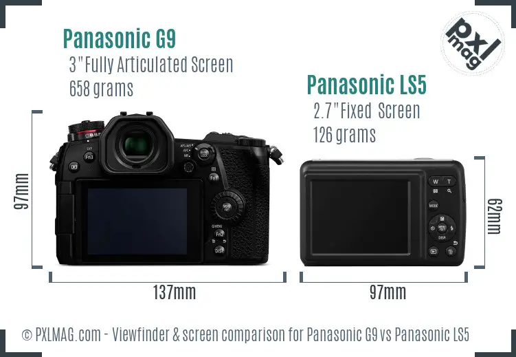 Panasonic G9 vs Panasonic LS5 Screen and Viewfinder comparison Panasonic G9 vs Panasonic LS5 Screen and Viewfinder comparison