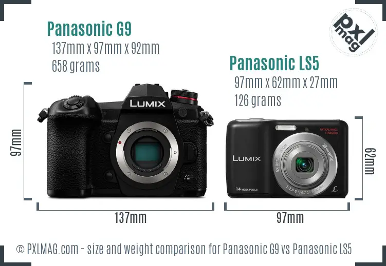 Panasonic G9 vs Panasonic LS5 size comparison Panasonic G9 vs Panasonic LS5 size comparison