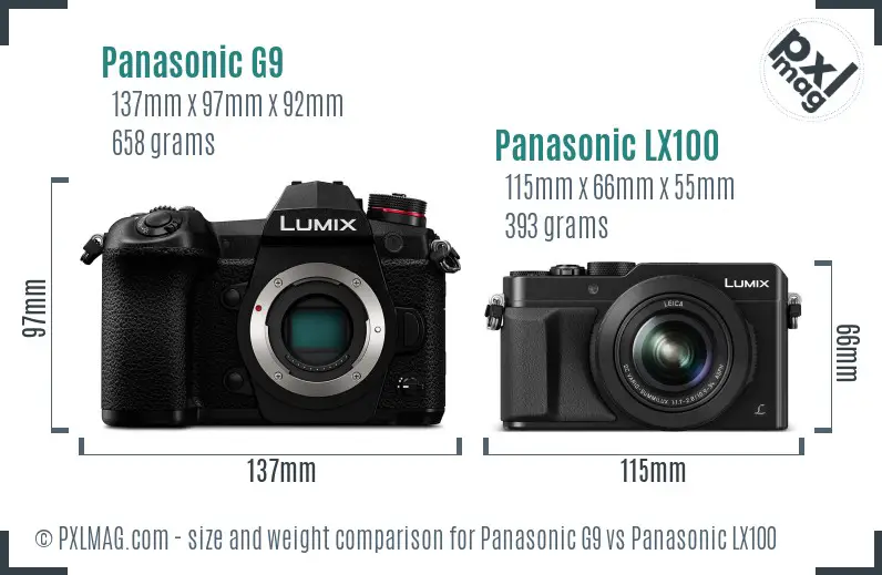 Panasonic G9 vs Panasonic LX100 size comparison Panasonic G9 vs Panasonic LX100 size comparison