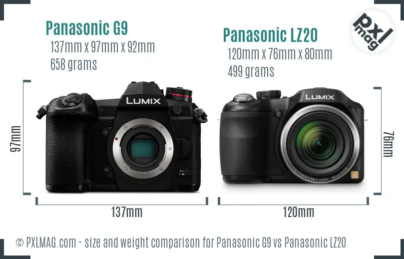 Panasonic G9 vs Panasonic LZ20 size comparison Panasonic G9 vs Panasonic LZ20 size comparison