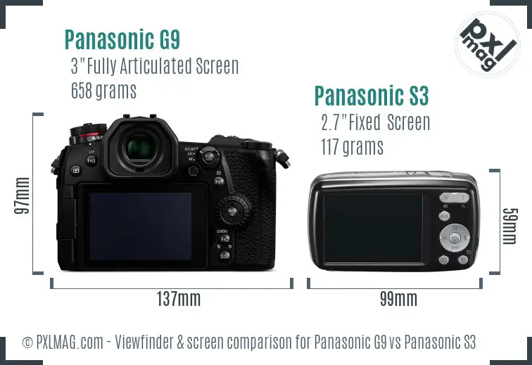 Panasonic G9 vs Panasonic S3 Screen and Viewfinder comparison