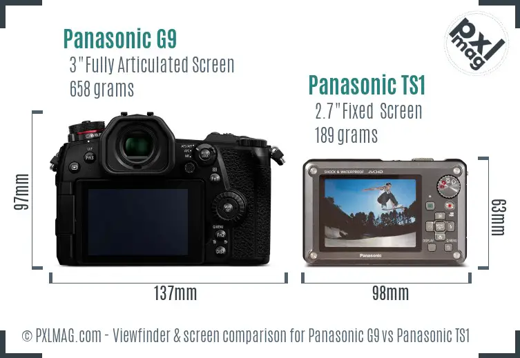 Panasonic G9 vs Panasonic TS1 Screen and Viewfinder comparison Panasonic G9 vs Panasonic TS1 Screen and Viewfinder comparison