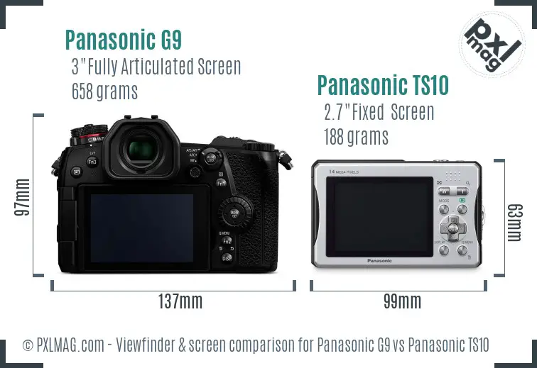 Panasonic G9 vs Panasonic TS10 Screen and Viewfinder comparison