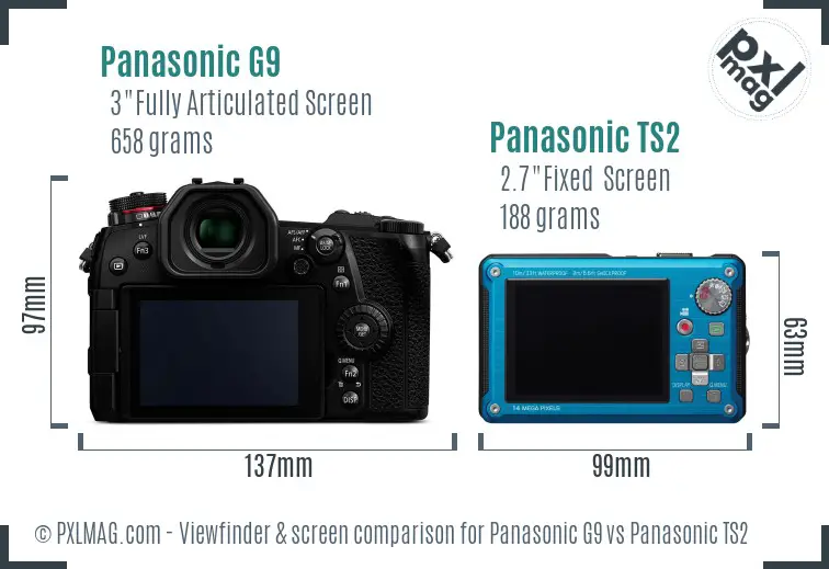 Panasonic G9 vs Panasonic TS2 Screen and Viewfinder comparison