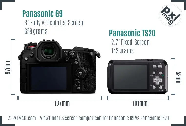 Panasonic G9 vs Panasonic TS20 Screen and Viewfinder comparison