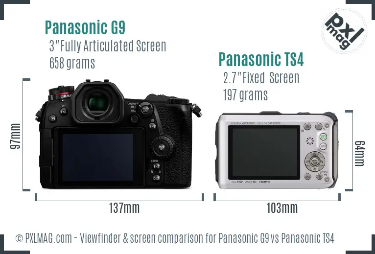 Panasonic G9 vs Panasonic TS4 Screen and Viewfinder comparison