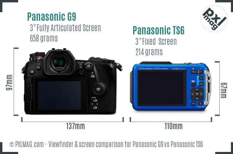 Panasonic G9 vs Panasonic TS6 Screen and Viewfinder comparison