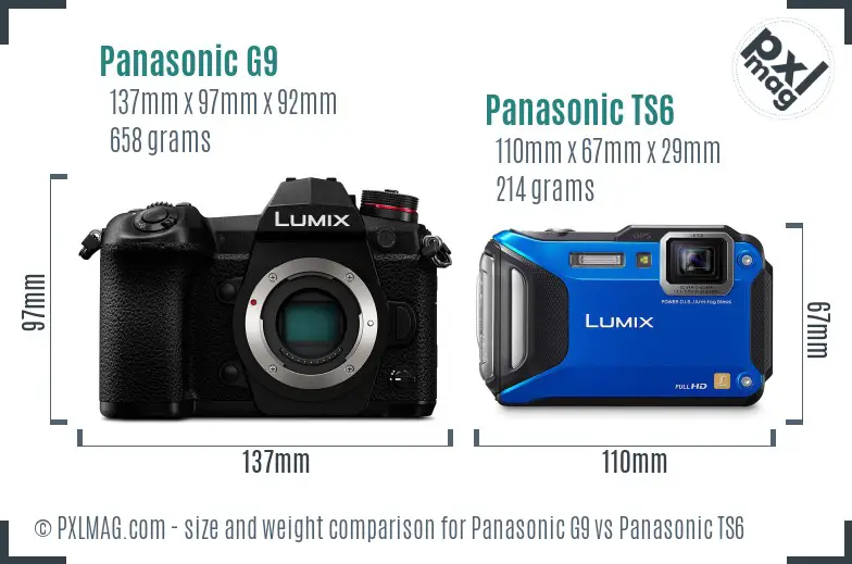 Panasonic G9 vs Panasonic TS6 size comparison