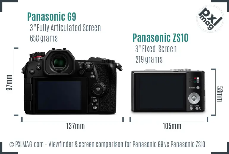 Panasonic G9 vs Panasonic ZS10 Screen and Viewfinder comparison