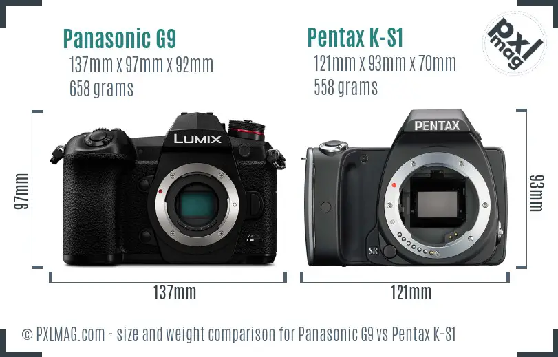 Panasonic G9 vs Pentax K-S1 size comparison