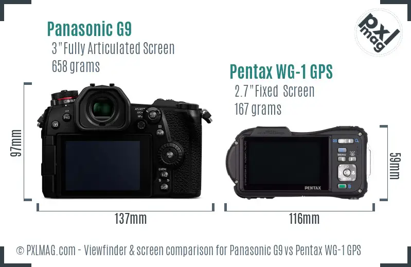 Panasonic G9 vs Pentax WG-1 GPS Screen and Viewfinder comparison