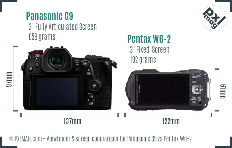 Panasonic G9 vs Pentax WG-2 Screen and Viewfinder comparison