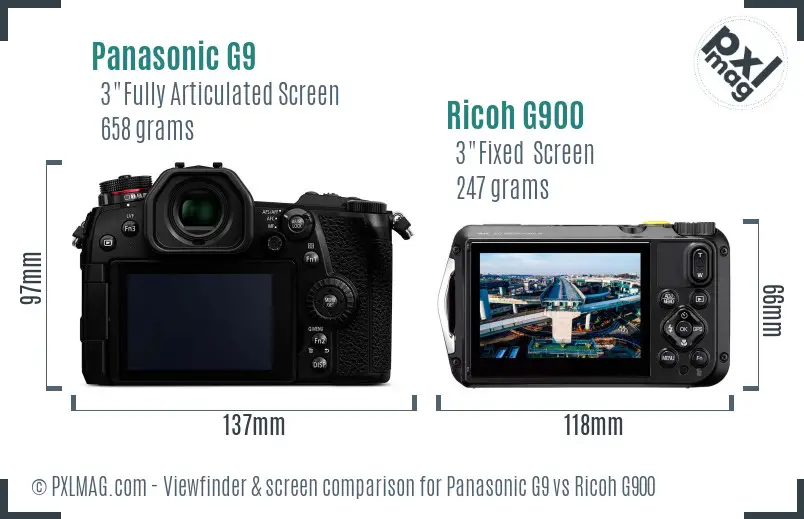 Panasonic G9 vs Ricoh G900 Screen and Viewfinder comparison Panasonic G9 vs Ricoh G900 Screen and Viewfinder comparison